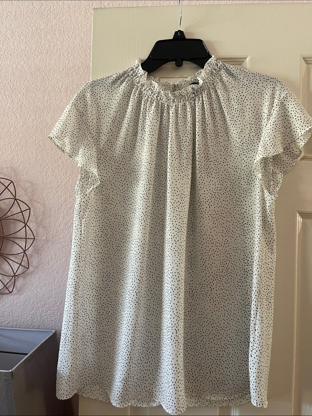 Express Cream Blouse with Black Micro Polka Dots